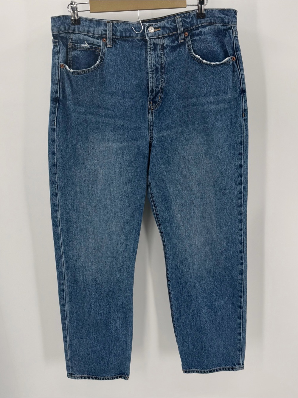 Old Navy Jeans Womens 16 Blue Cotton Denim Sky-Hi Straight Boyfriend High Waist